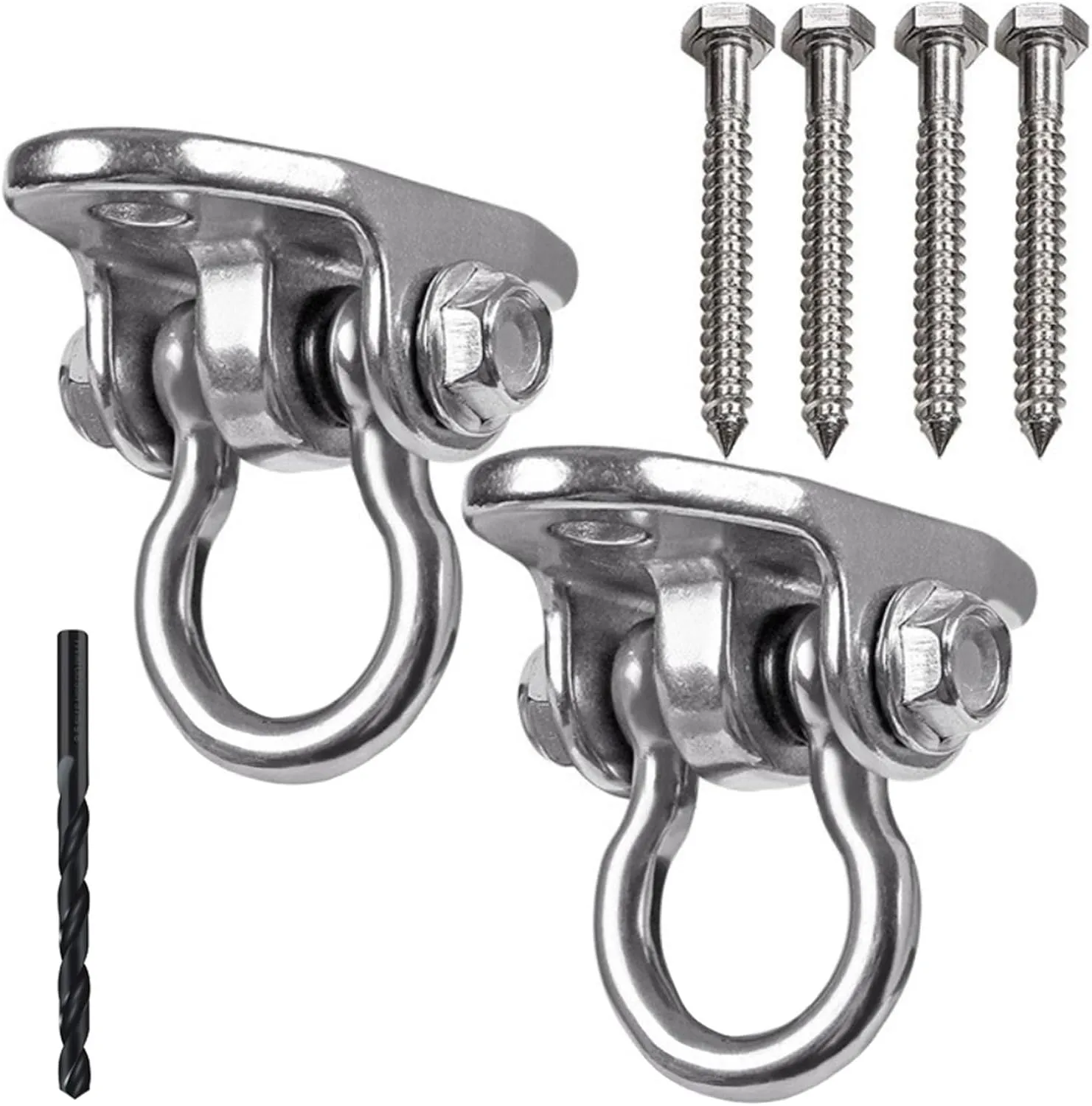 2 Heavy Duty Swing Hangers Stainless Steel 304 Anti-Rust, Innovative Double Security Protection, 2000 lb Capacity 180° Swing, Playground Porch Yoga Seat Trapeze Wooden Sets Indoor Outdoor