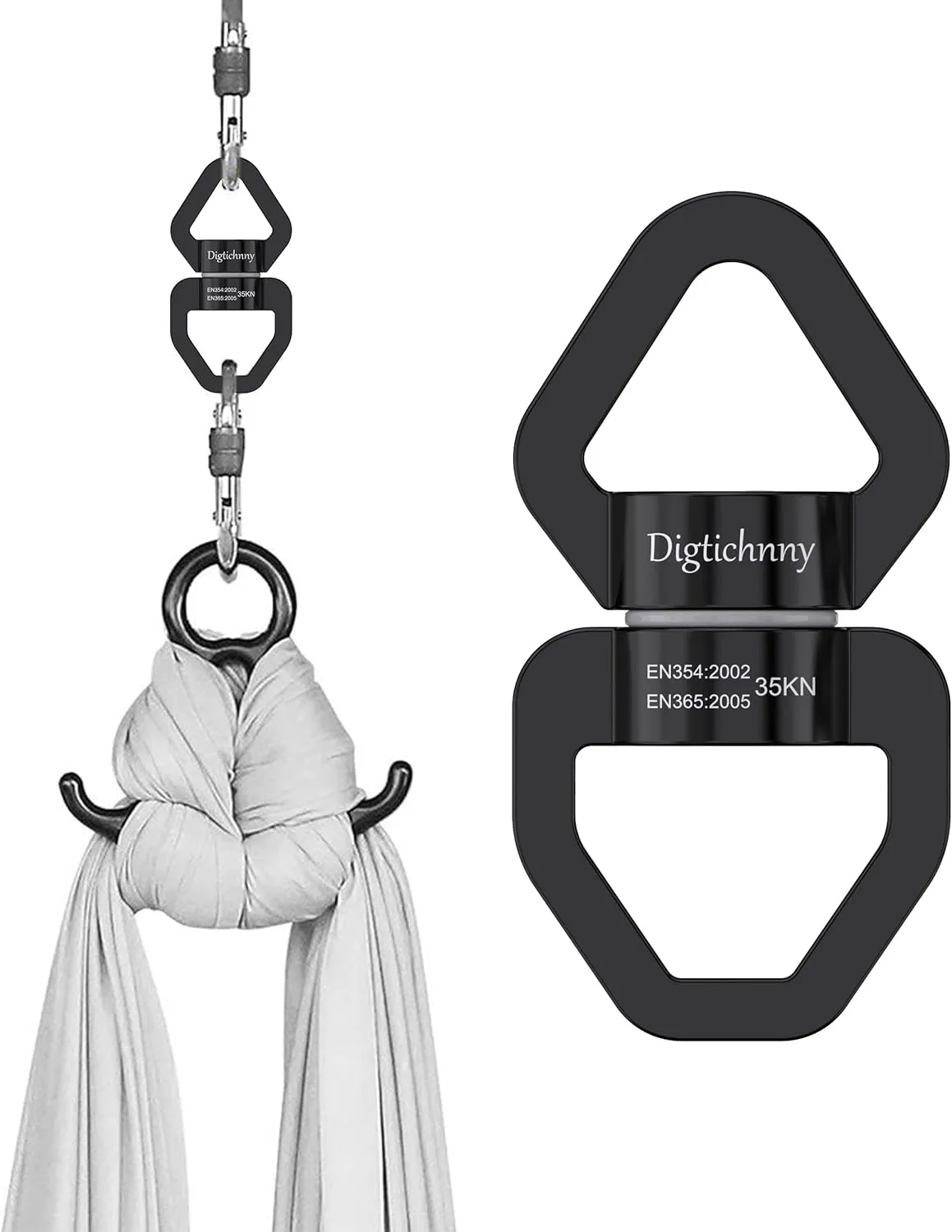 2 Pack Swing Swivel Heavy Duty, Spinning Swing Swivel,35KN Capacity,for Rock Climing,Aerial Silk Swivels,Children's Swings,Black