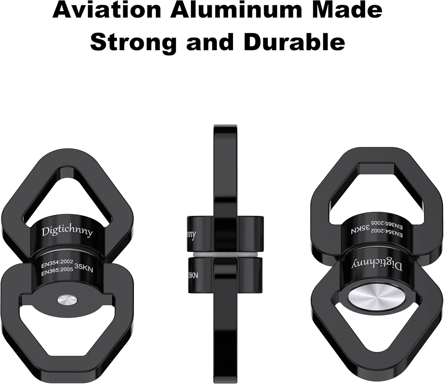 2 Pack Swing Swivel Heavy Duty, Spinning Swing Swivel,35KN Capacity,for Rock Climing,Aerial Silk Swivels,Children's Swings,Black