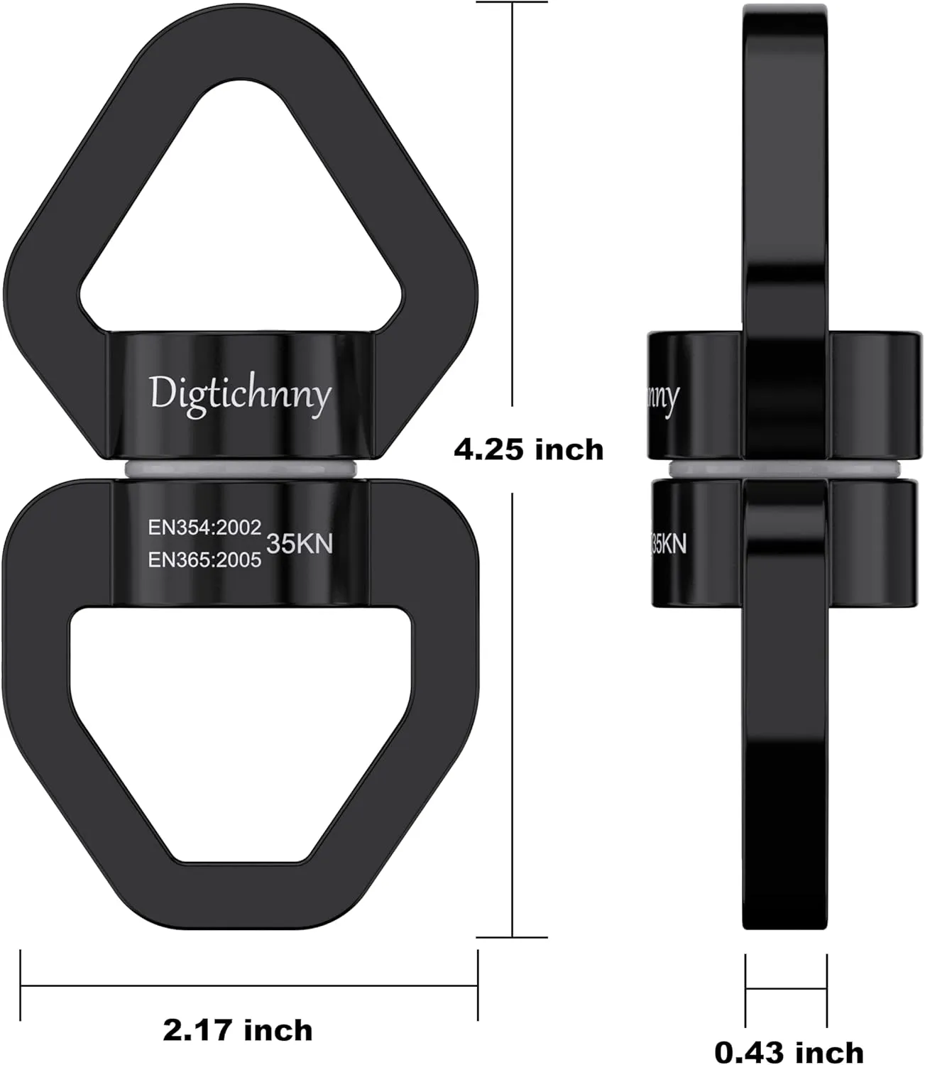 2 Pack Swing Swivel Heavy Duty, Spinning Swing Swivel,35KN Capacity,for Rock Climing,Aerial Silk Swivels,Children's Swings,Black