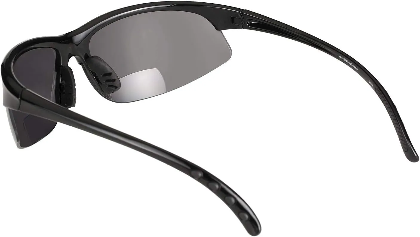 2 Pair of Bifocal Sport Wrap Reading Sunglasses, Outdoor Sun Readers for Men and Women