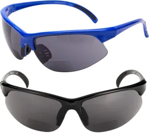 2 Pair of Bifocal Sport Wrap Reading Sunglasses, Outdoor Sun Readers for Men and Women