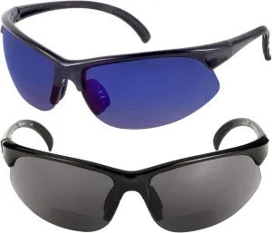 2 Pair of Bifocal Sport Wrap Reading Sunglasses, Outdoor Sun Readers for Men and Women