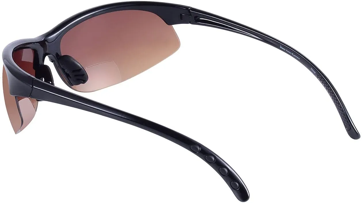2 Pair of Bifocal Sport Wrap Reading Sunglasses, Outdoor Sun Readers for Men and Women