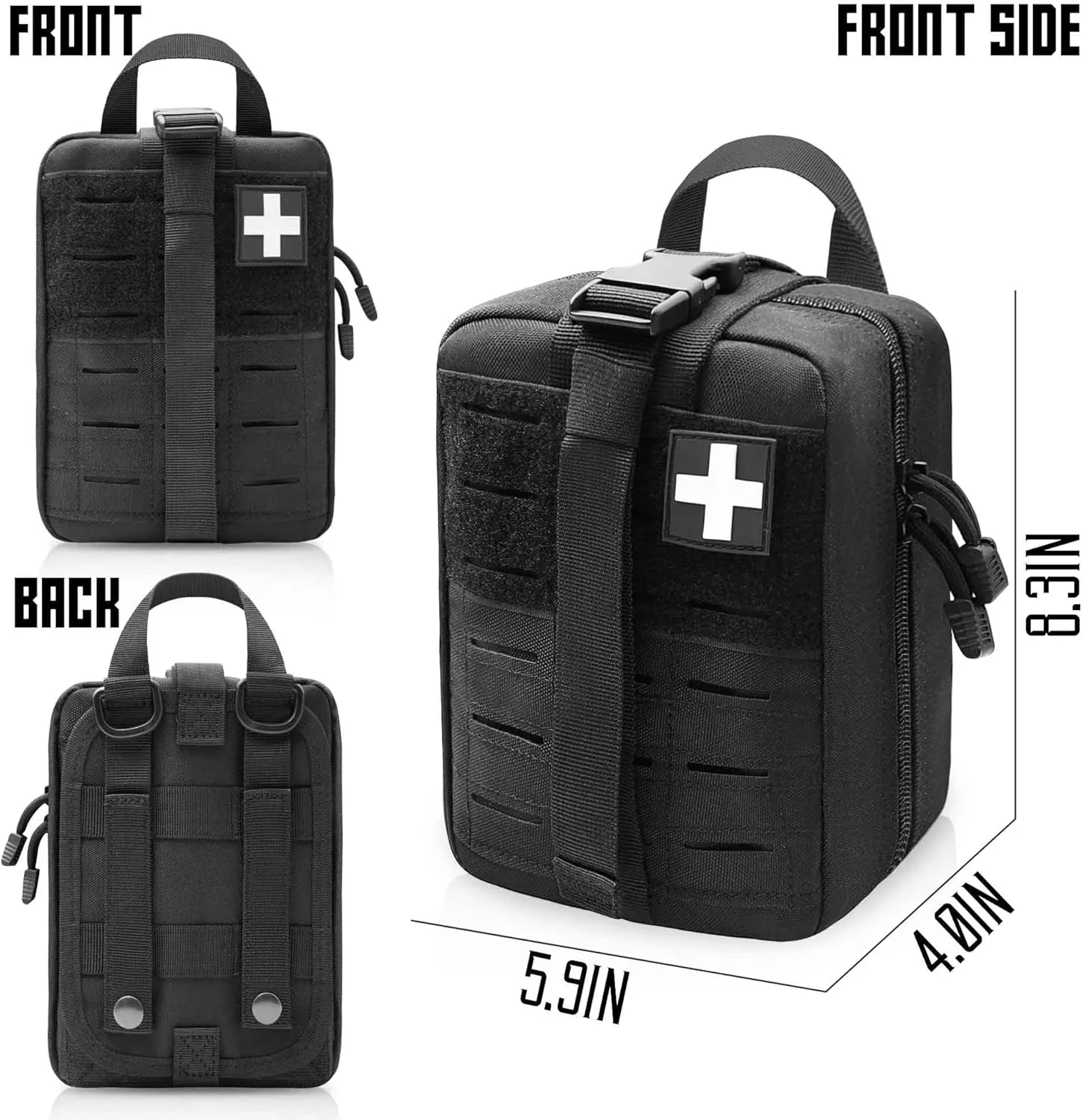 2 PCS Upgrade 1000D Laser Cut Molle IFAK Pouch Rip Away, Tactical First Aid Kit Medical Pouch for Duty Belt