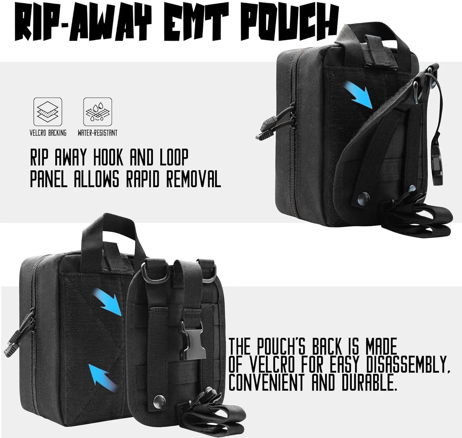 2 PCS Upgrade 1000D Laser Cut Molle IFAK Pouch Rip Away, Tactical First Aid Kit Medical Pouch for Duty Belt