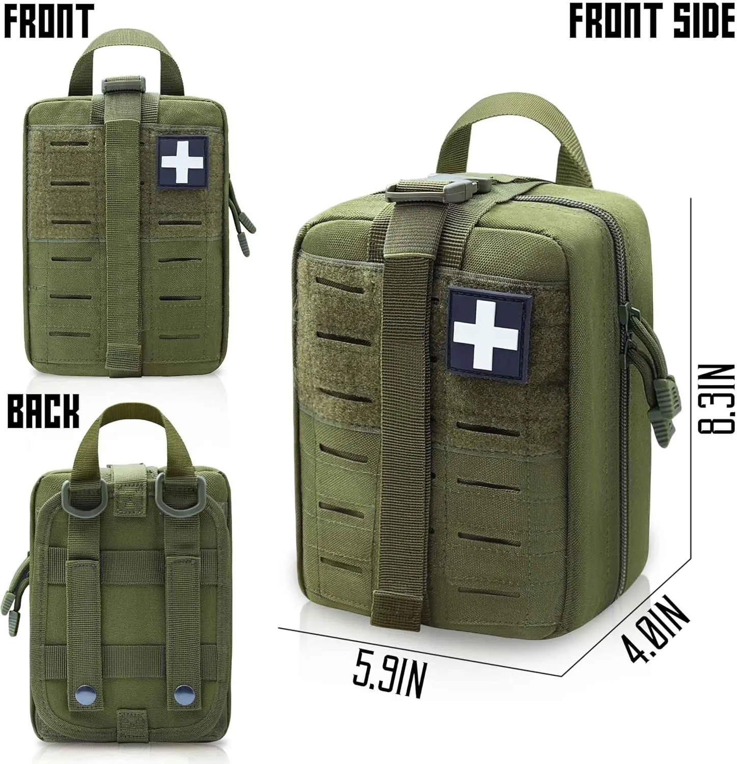 2 PCS Upgrade 1000D Laser Cut Molle IFAK Pouch Rip Away, Tactical First Aid Kit Medical Pouch for Duty Belt