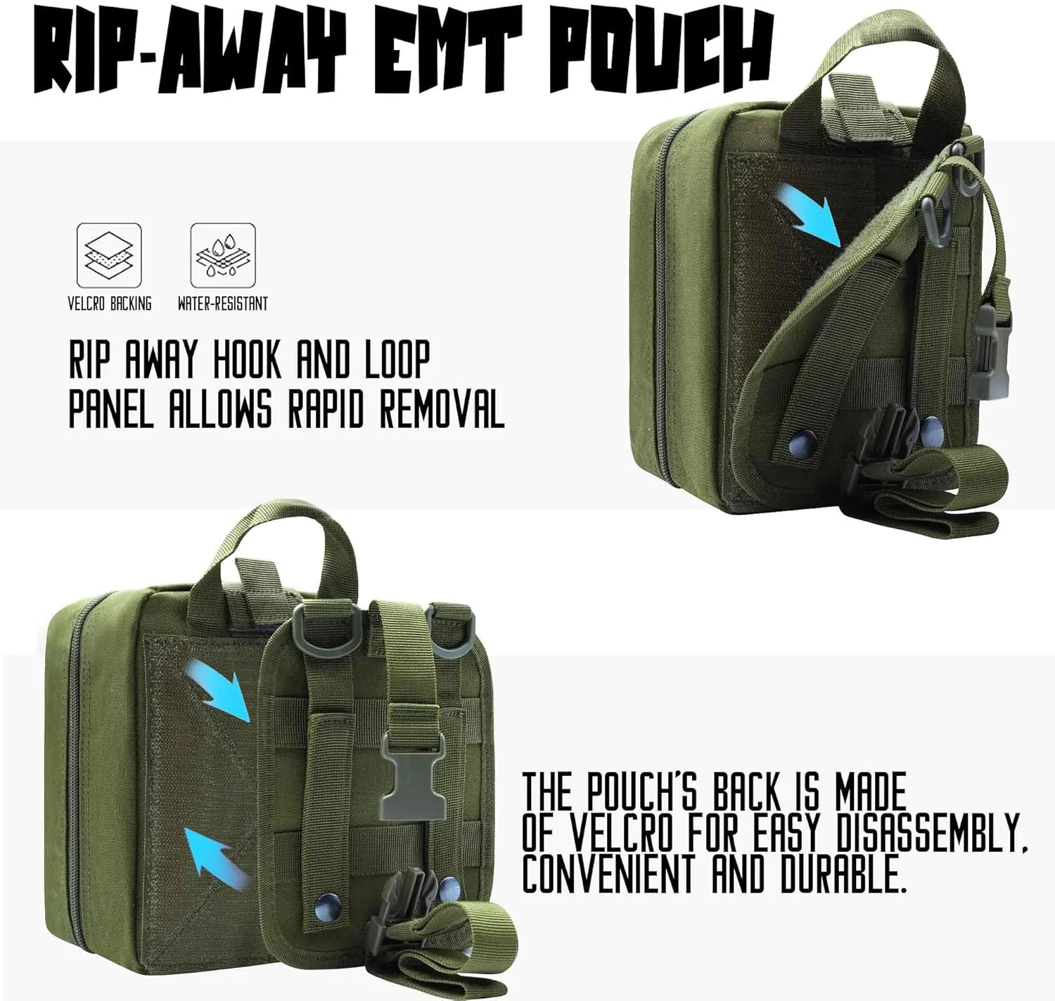 2 PCS Upgrade 1000D Laser Cut Molle IFAK Pouch Rip Away, Tactical First Aid Kit Medical Pouch for Duty Belt
