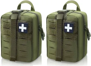2 PCS Upgrade 1000D Laser Cut Molle IFAK Pouch Rip Away, Tactical First Aid Kit Medical Pouch for Duty Belt