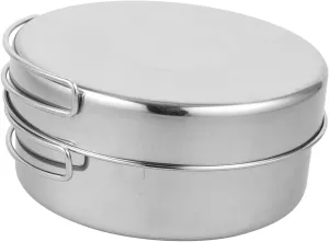 2-Person Stainless Steel Pot Pan Set Outdoor Cooking Utensils Kit for Camping Hiking BBQ Picnic