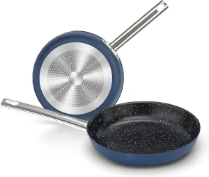 2 Piece Non Stick Fry Pan Set, 9,11 Inch Skillets Set, Induction Ceramic Frying Pans with Stay-Cool Handles, Pots and Pans Set Non Stick, Added Plasma Diamond, Blue