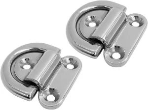 2 Pieces Stainless Steel Folding Pad Eye Lashing Ring D Ring with Plate