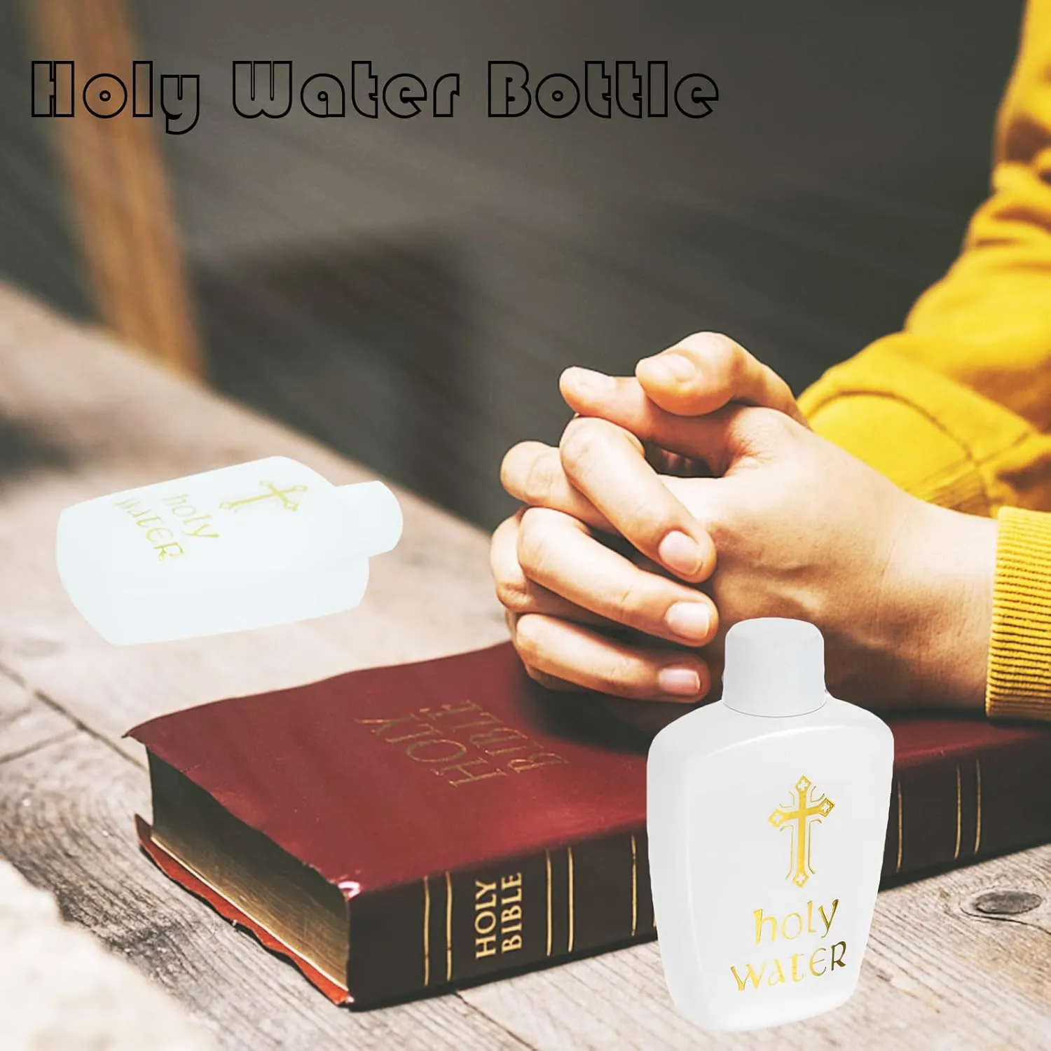 20 Pcs Holy Water Bottles Plastic 2oz Holy Water Container Empty Containers with Gold Cross for Catholic Christian Halloween First Communion Gift Thanksgiving Baptism Party Church 60ml