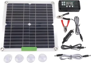 200W 12V Portable Solar Panel Kit Monocrystalline High Efficiency with Controller for Cycling Mountaineering Hiking Camping Outdoor Activities Includes Multiple Accessories (30A)