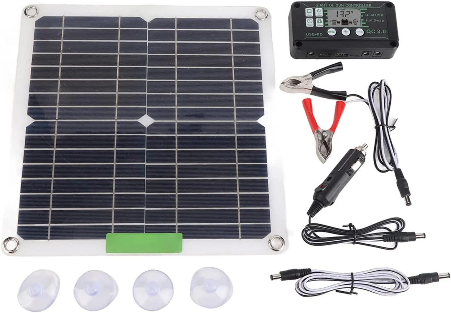 200W 12V Portable Solar Panel Kit Monocrystalline High Efficiency with Controller for Cycling Mountaineering Hiking Camping Outdoor Activities Includes Multiple Accessories (30A)