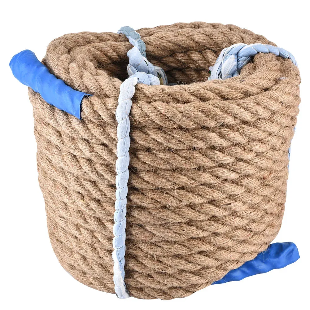 20mm x 20m Natural Jute Rope - Heavy-Duty Outdoor Tug of War & Rock Climbing Rope