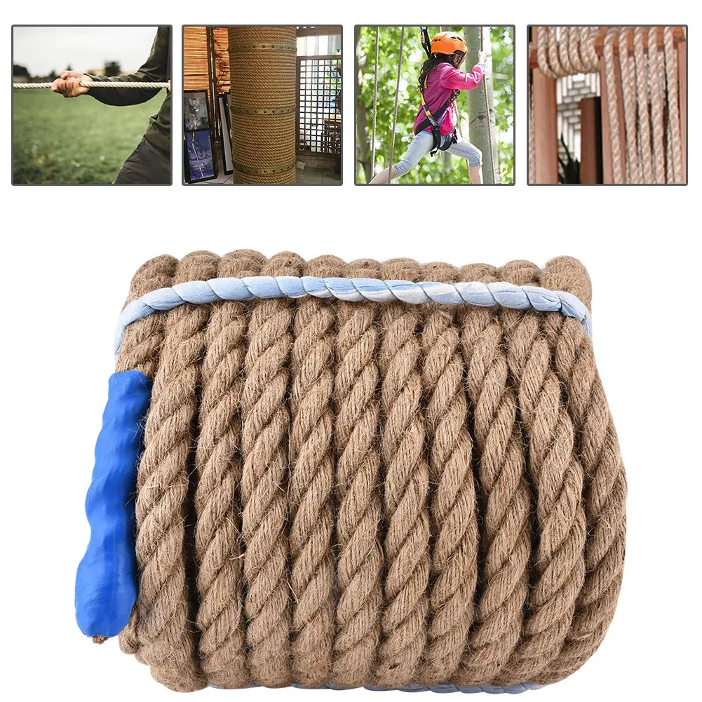20mm x 20m Natural Jute Rope - Heavy-Duty Outdoor Tug of War & Rock Climbing Rope