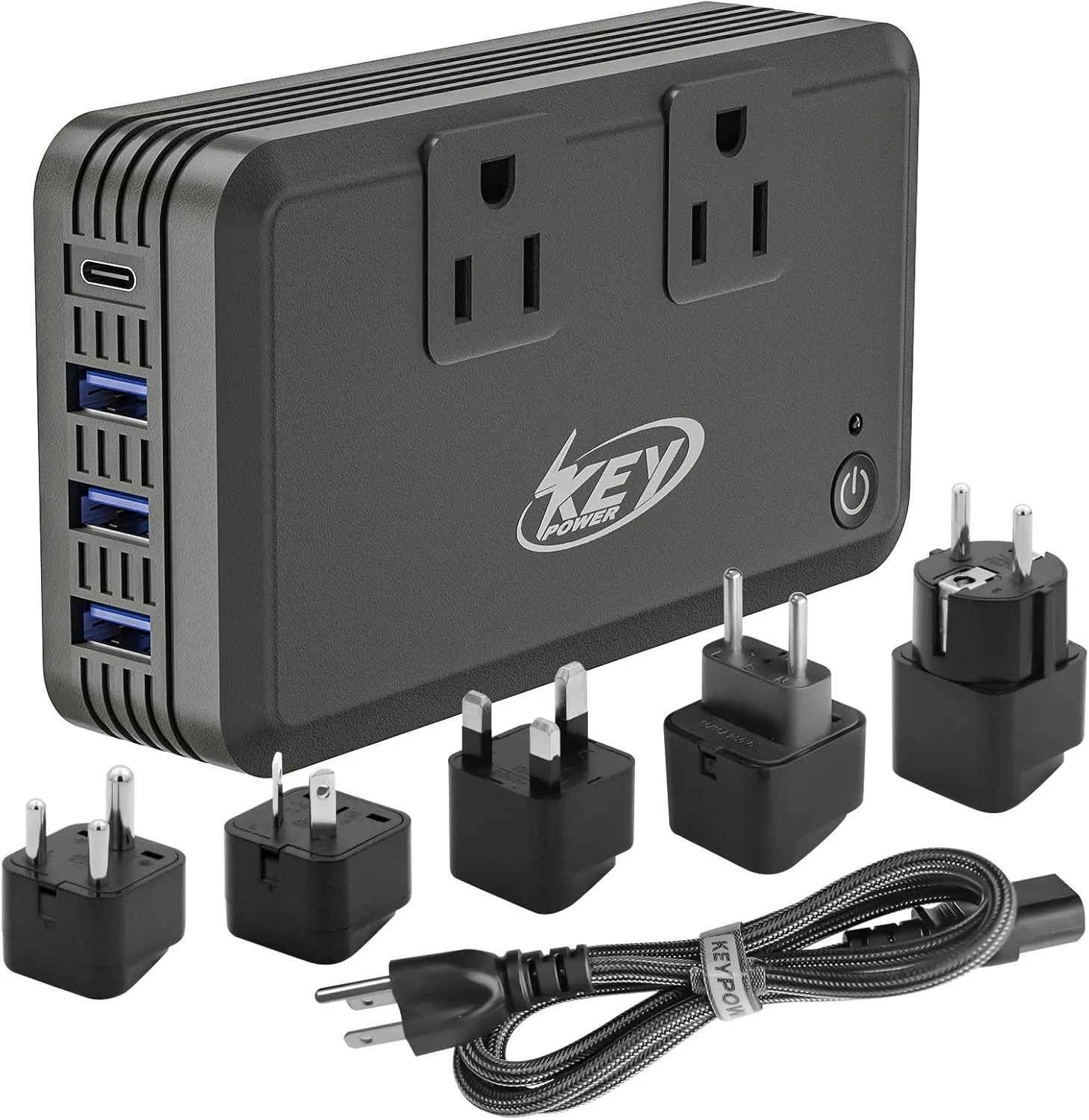 230w Voltage Converter 240V/220V to 120V/110V Key Power International Power Converter Travel Kit - Travel Adapter Use for USA Appliance Hair Straightener, Overseas in Europe, Australia, UK, Italy, etc