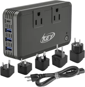 230w Voltage Converter 240V/220V to 120V/110V Key Power International Power Converter Travel Kit - Travel Adapter Use for USA Appliance Hair Straightener, Overseas in Europe, Australia, UK, Italy, etc