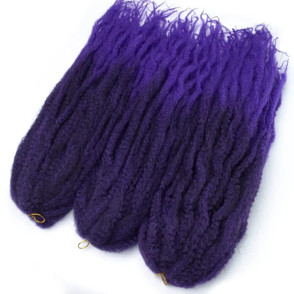 24 inch Marley Hair For Twists Long afro kinky Twist Marley braiding hair Extension Synthetic Fiber Marley Braid Crochet Hair(1B/Purple)