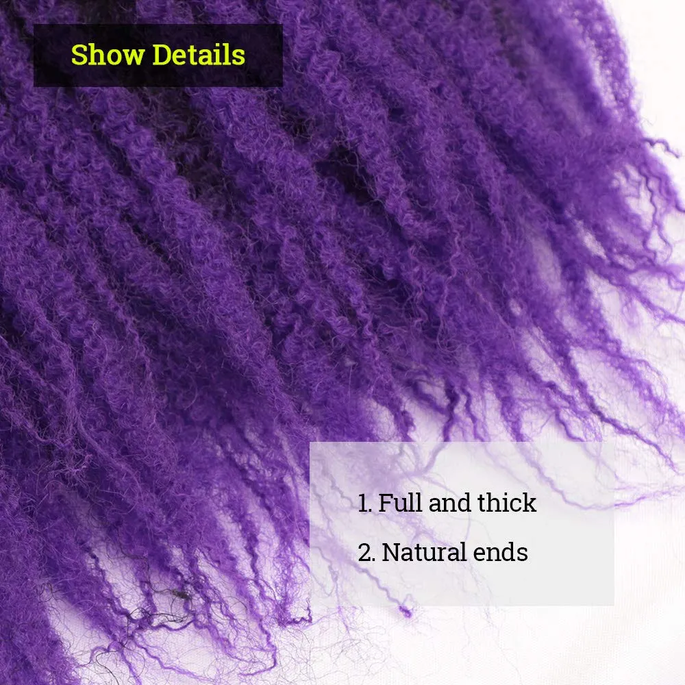 24 inch Marley Hair For Twists Long afro kinky Twist Marley braiding hair Extension Synthetic Fiber Marley Braid Crochet Hair(1B/Purple)