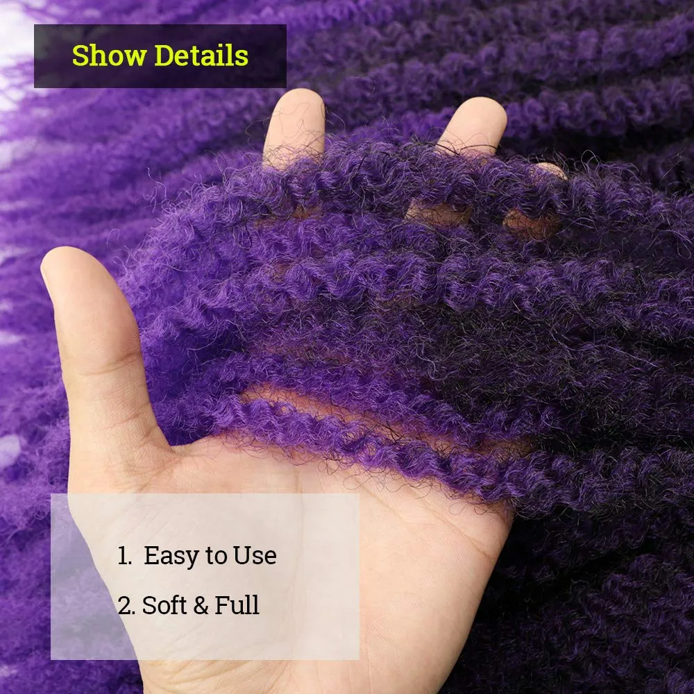 24 inch Marley Hair For Twists Long afro kinky Twist Marley braiding hair Extension Synthetic Fiber Marley Braid Crochet Hair(1B/Purple)