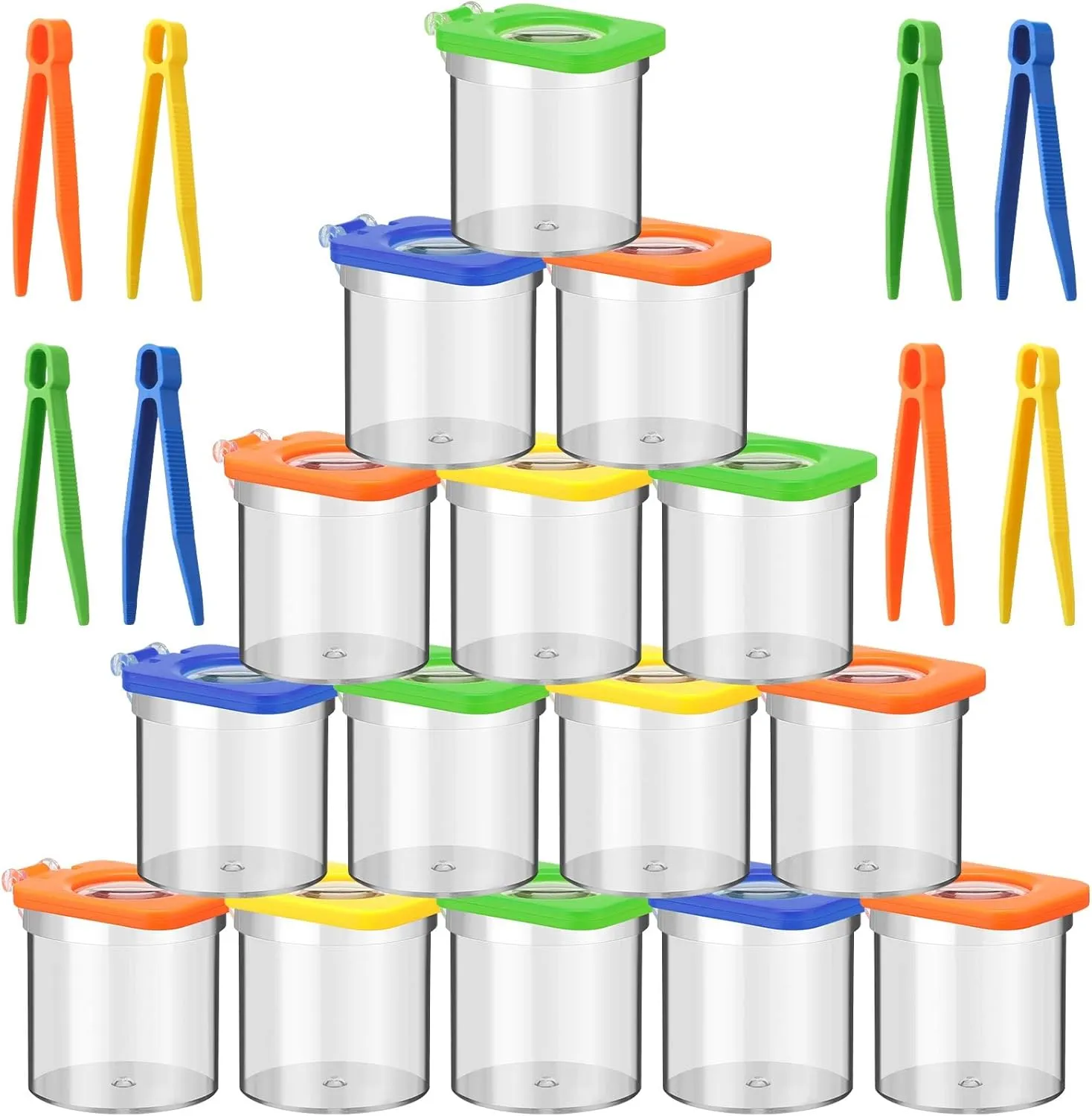 24 Pack Insect Bug Viewer Kit for Kids with Tweezers Explorer Outdoor Set Bug Catcher Containers for Insects Magnifying Insect Box Observation Kit for Science Nature Exploration Collecting