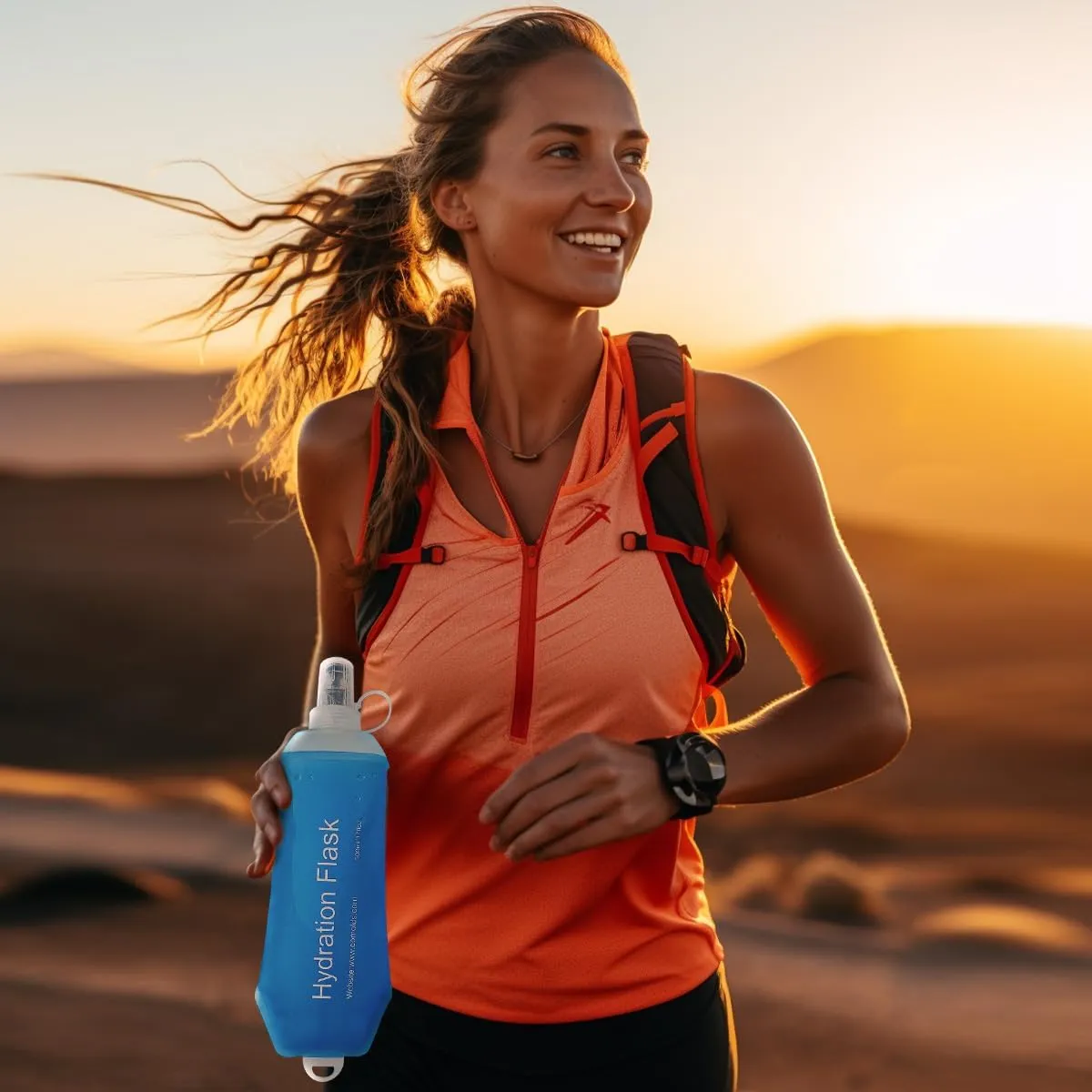 250ml Soft Flask, TPU Collapsible Soft Water Bottle for Hydration Pack, Running Vest, Folding Water Bottle for Hiking Cycling Climbing-2Pcs, Blue