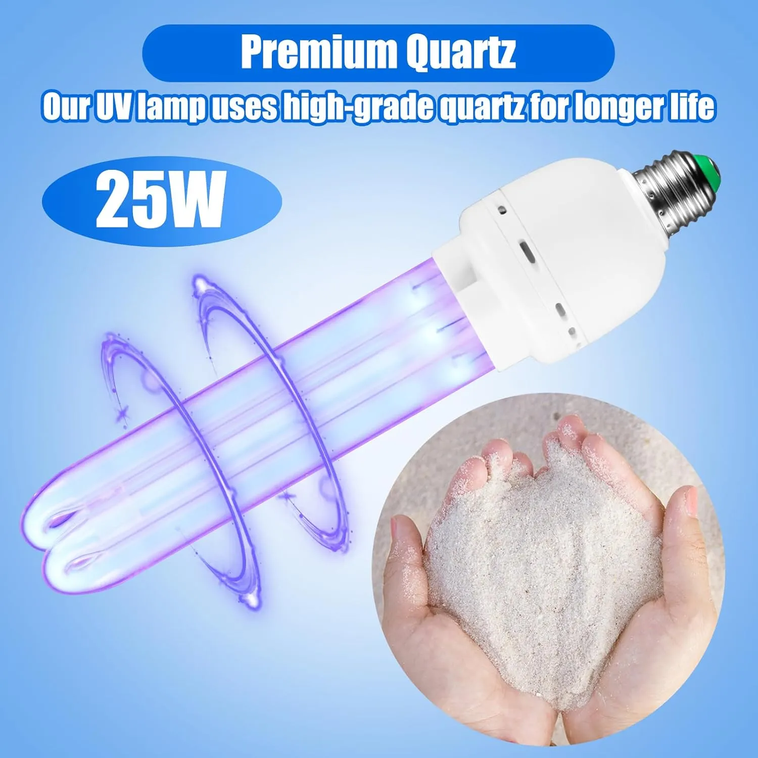 25W UV Light UVC Lamp | 265nm Air & Surface Refreshment | Remote Control, Borosilicate Bulb, 3-Stage Timer | Sturdy Build (with Ozone)
