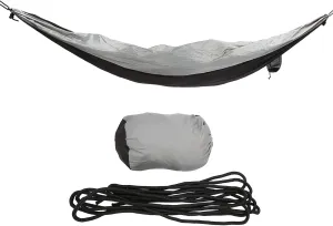 260x140cm Comfortable Fabric Camping Hammock,Lightweight Single or Double Travel Hammocks with Tree Straps and Hardwood Spreader Bar,Indoor Outdoor Ultralight Portable Camping Essentials,Black