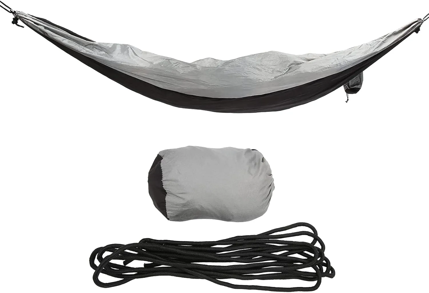 260x140cm Comfortable Fabric Camping Hammock,Lightweight Single or Double Travel Hammocks with Tree Straps and Hardwood Spreader Bar,Indoor Outdoor Ultralight Portable Camping Essentials,Black