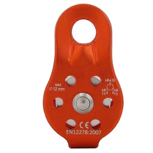 26KN Aluminium Alloy Heavy Duty Single Swivel Pulley Block Climbing 12mm Rope Orange Blue Black (Orange)