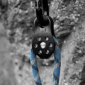 26KN Aluminium Heavy Duty Rotate Pulley for 12mm Rope Climbing Gear (Black)