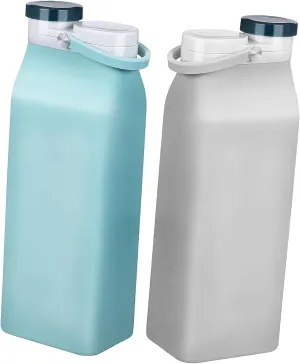 2Pcs Collapsible Water Bottles Leakproof Portable Kettles for Camping Hiking Daily Use Convenient Folding Design with Hidden Handle