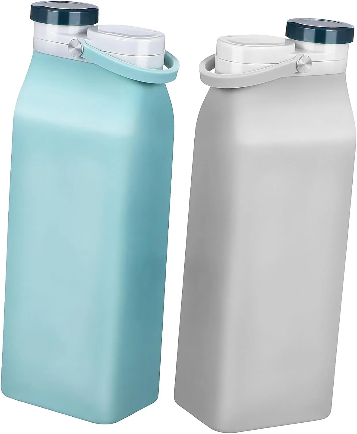 2Pcs Collapsible Water Bottles Leakproof Portable Kettles for Camping Hiking Daily Use Convenient Folding Design with Hidden Handle