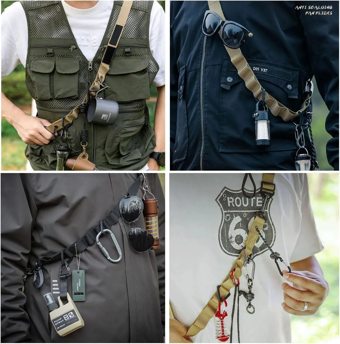 2PCS Outdoor Portable Camping Hanging Rope Portable Tent Lightweight Shoulder Strap Tent Hanging Multifunctional Trekking Rope Campsite Storage