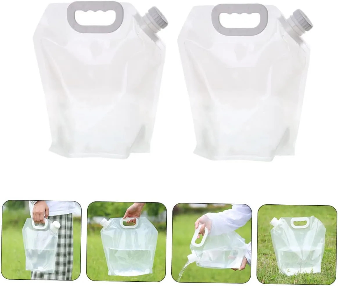 2sets Folding Water Jug for Outdoor Activities Large Capacity Water Storage Bag Leakproof 2pcs*2