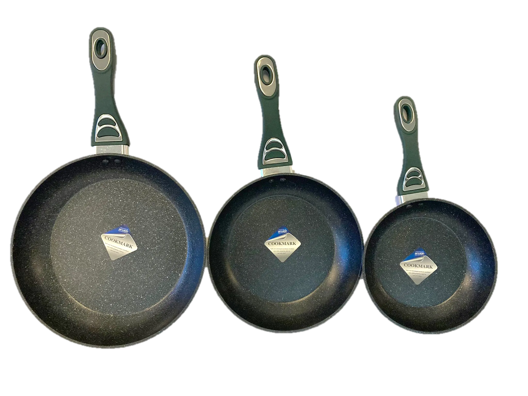 3 Frying Pan COMBO with marble coating- Juego de 3 Sartenes de Aluminio Fundido con cobertura de Marmol