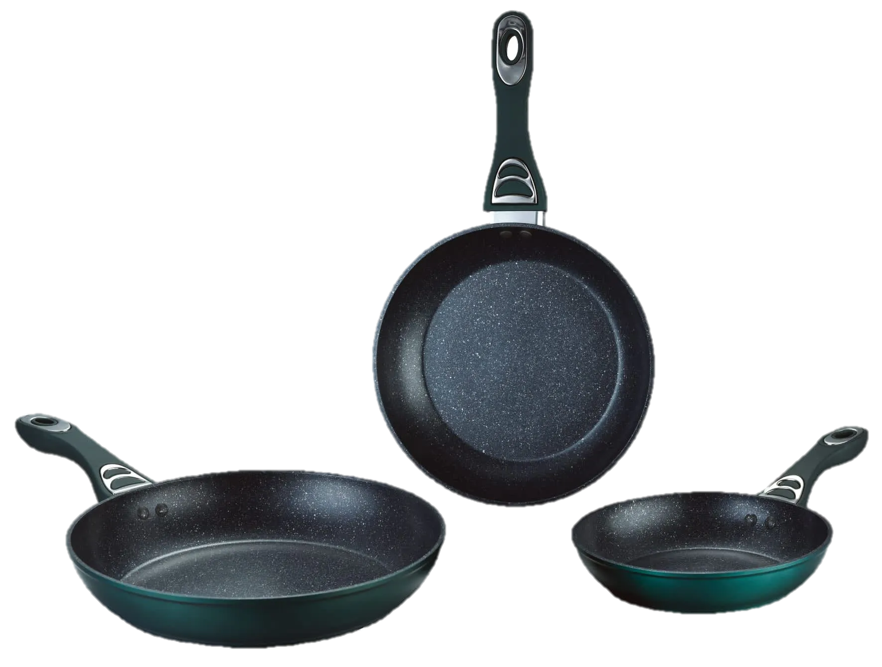 3 Frying Pan COMBO with marble coating- Juego de 3 Sartenes de Aluminio Fundido con cobertura de Marmol