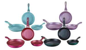 3 Frying Pan COMBO with marble coating- Juego de 3 Sartenes de Aluminio Fundido con cobertura de Marmol