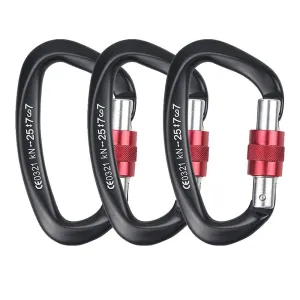 3 Pieces Heavy Duty Climbing Carabiners, 25kn Auto Locking Rock Climbing Carabin