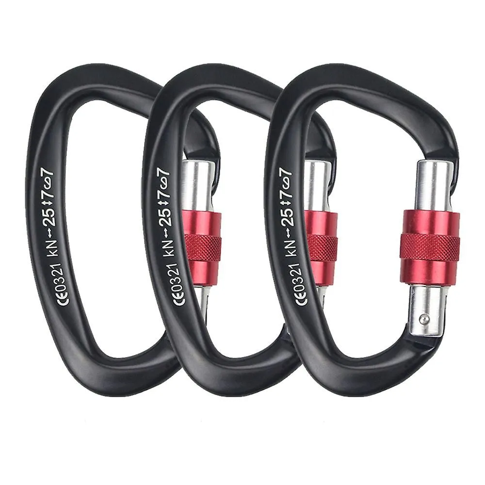 3 Pieces Heavy Duty Climbing Carabiners, 25kn Auto Locking Rock Climbing Carabin