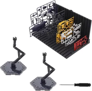 3-Pieces Model Kit Display Stand and Runner Storage System with Action Base, Suitable for Model Stand Action Figure Stand and HG, MG and RG Model Character Display Stand，Black.(Combination Set)
