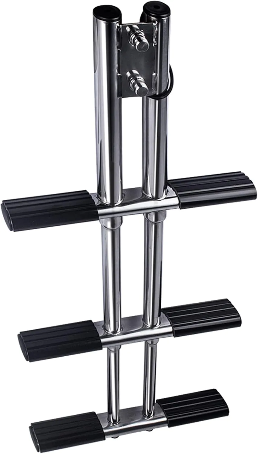 3 Step Boat Ladder, Stainless Steel Dive Boarding Ladders for Bass Fishing Boats, Heavy-Duty with Non-Slip Treads