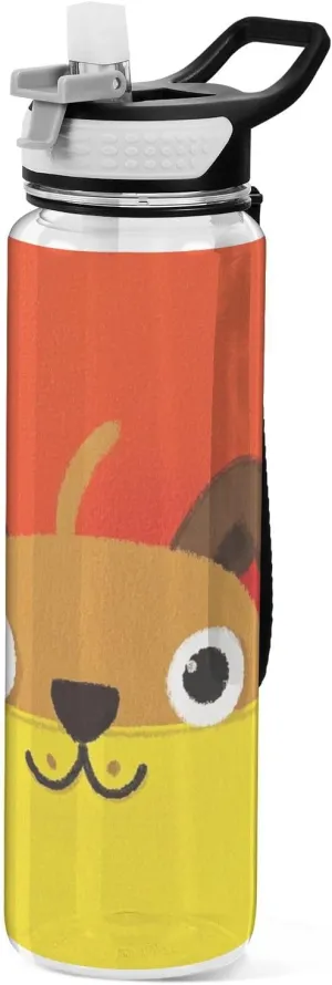 30 oz cute cartoon dog yellow red Water Bottle with Straw Tritan Non-BPA non toxic Water Jug for Work for Camping Cycling Collapsible