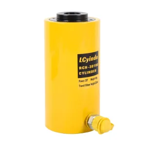 30T Hydraulic Cylinder Jack Ram 4" Stroke Hollow Single Acting Hydraulic Ram Cylinder Hydraulic Lifting Jack Portable for Machinery, Bridge, RCH-30100