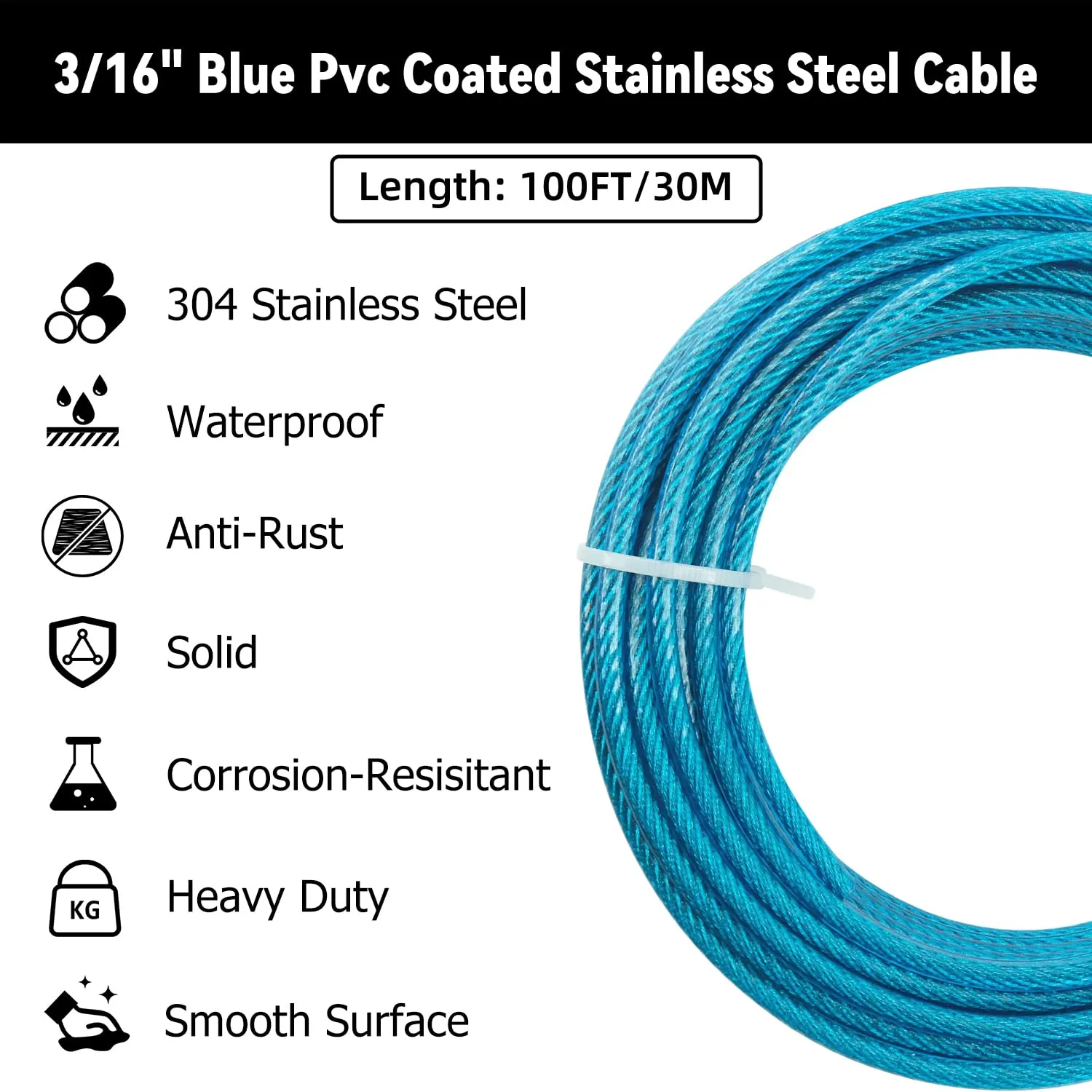 3/16" Sunshade Sail Hardware Kit, Turnbuckles for Cables Wires, PIUM PVC Coated Wire Rope Kits, 100Ft Stainless Steel Cable for Clothes Line Wires, String Light Hanging and Garden Plant Trellis