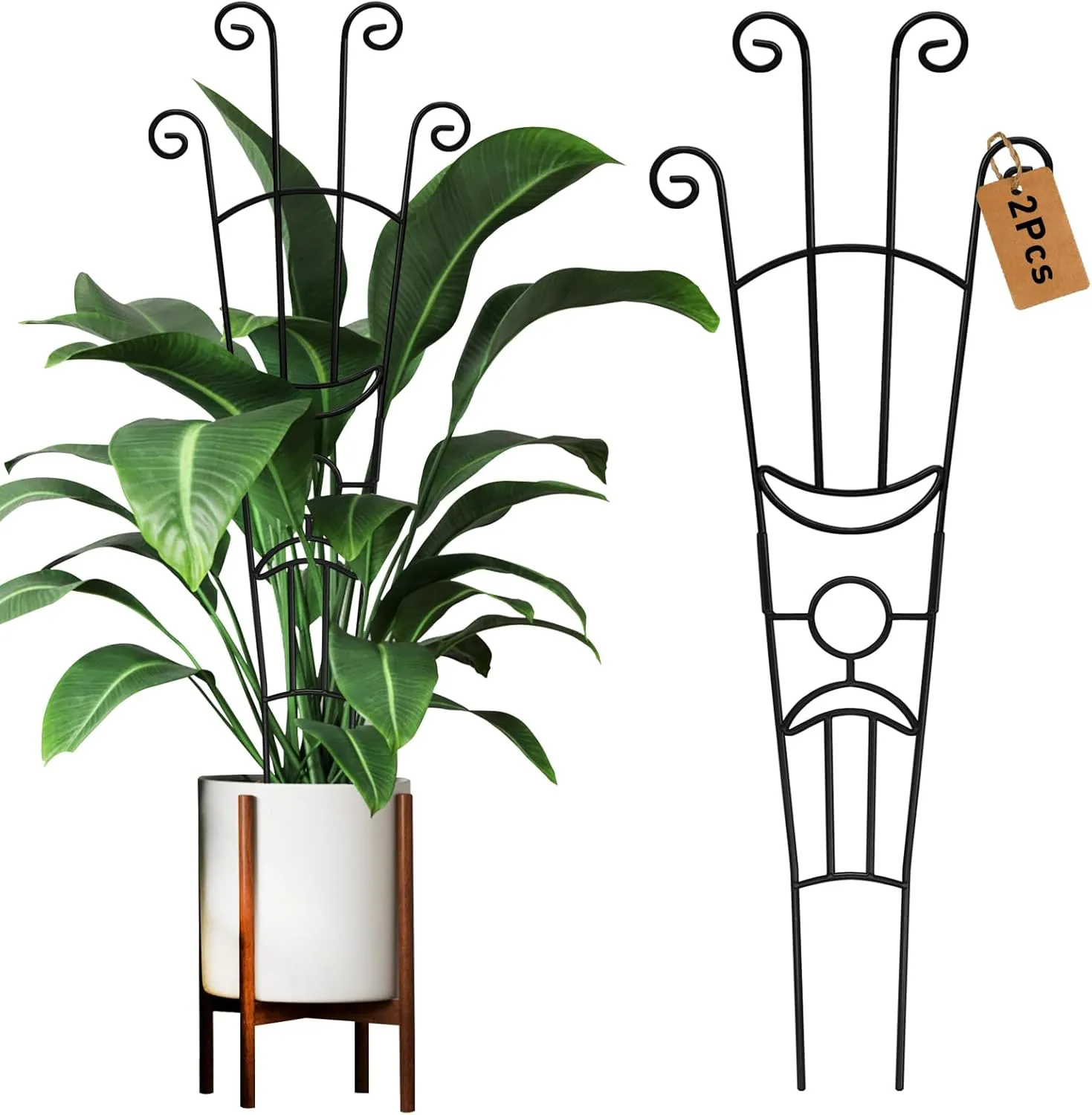 32.6in Plant Trellis for Climbing Plants Indoor, Expandable Large Metal Trellis for Potted Plants, Heavy-Duty Tall Pothos Plant Climber Support for Ivy Pothos Hoya Monstera, 2P