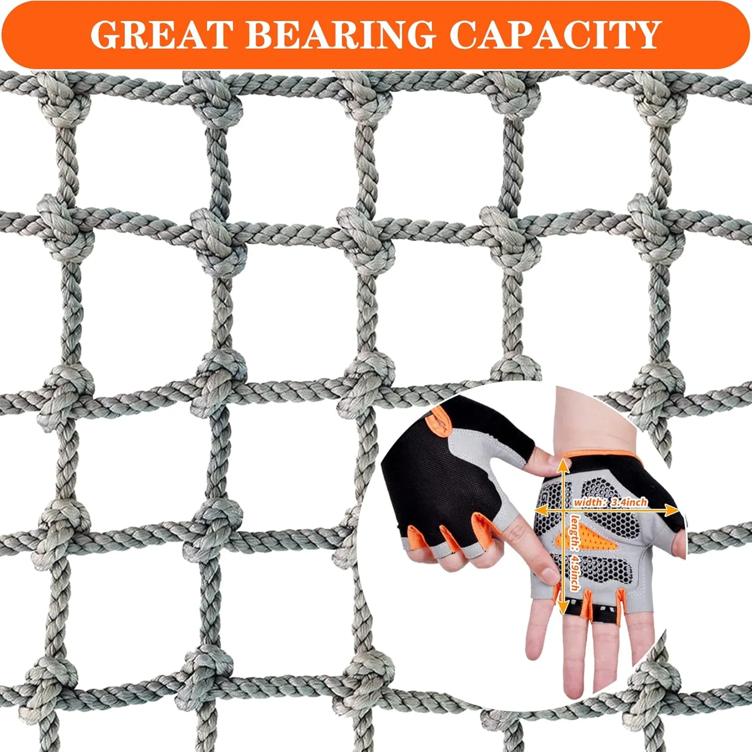 3.3' X 6.6' Nylon Playground Net, Heavy Duty Large Military Climbing Cargo Net, Kids Safety Protection Net, Rope Ladder, Swingset, for Kids & Adult, Indoor & Outdoor, Treehouse, Jungle Gyms …