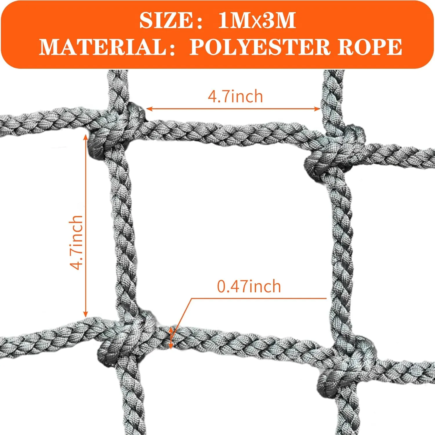 3.3' X 9.9' Polyester Playground Net, Heavy Duty Large Military Climbing Cargo Net, Kids Safety Protection Net, Rope Ladder, Swingset, for Kids & Adult, Indoor & Outdoor, Treehouse, Jungle Gyms